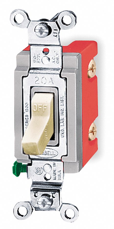 Wall Switch Ivory 20A Back Side SnglPole