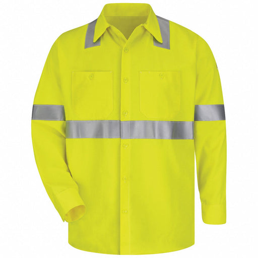 D9268 FR Lng Slv Shirt HiVis Yllw/Grn M Button