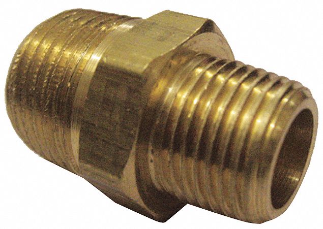 Hex Reducing Nipple Brass 3/8 x 1/8 in
