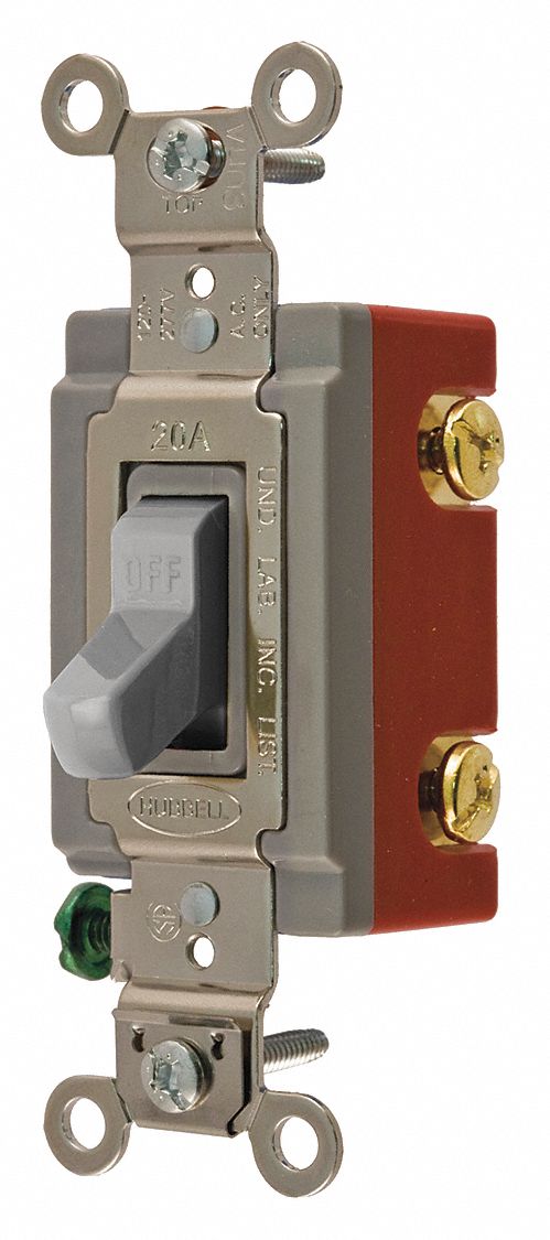 Wall Switch Gray 20A Back Side SnglPole