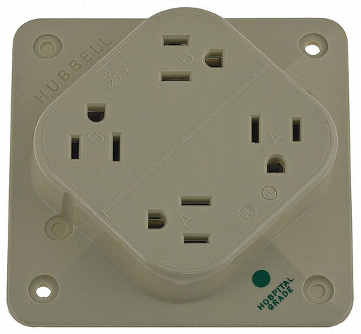 Receptacle Ivory 15 A 2P3W Back 1PK