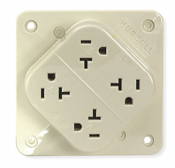 Receptacle Ivory 20 A 2P3W Back 1PK