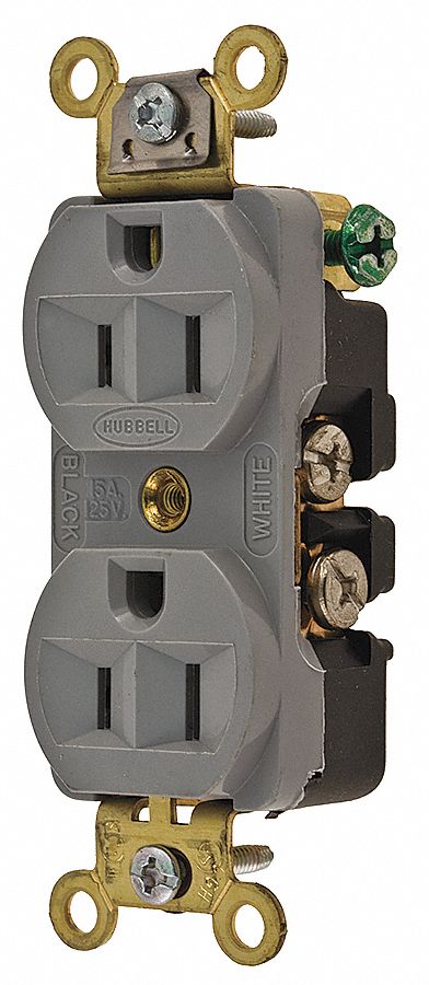 Receptacle Gray 15 A 2P3W Back Side 1PK