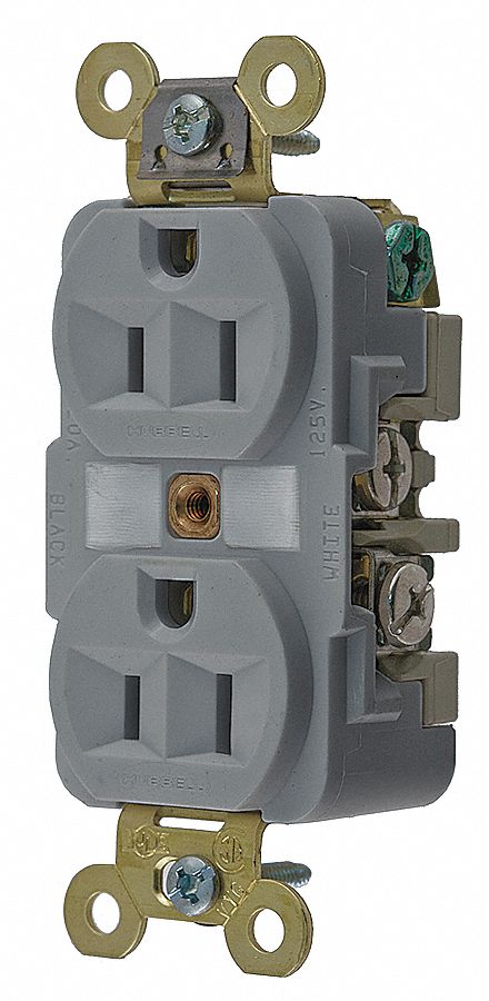 Receptacle Gray 15 A 2P3W Back Side 1PK