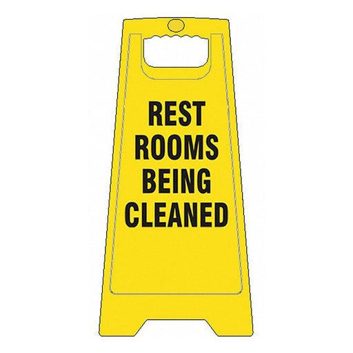 Restroom Sign Yellow Plastic 24 in H