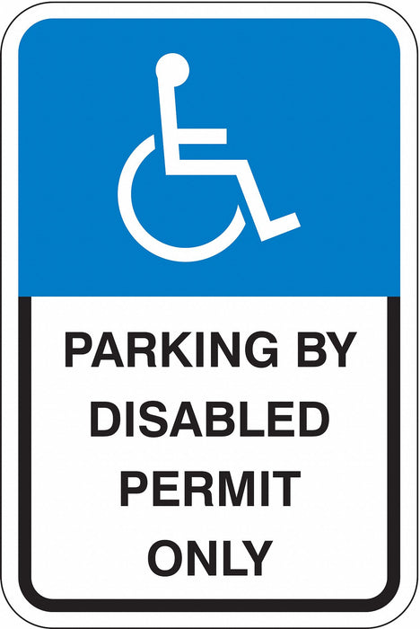 Parking By Disabled Permit Sign 18 x12 
