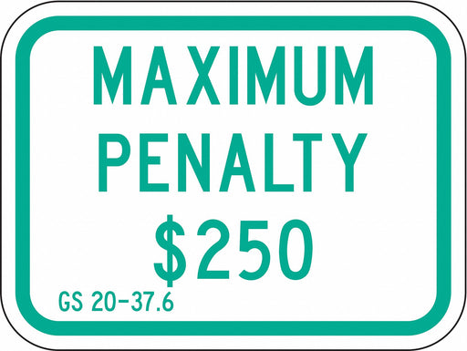 Fine  Penalty Parking Sign 9 x 12 