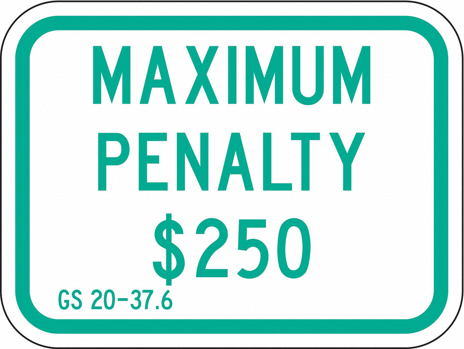 Fine  Penalty Parking Sign 9 x 12 