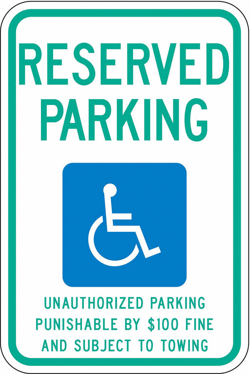 ADA Handicapped Parking Sign 18 x 12 