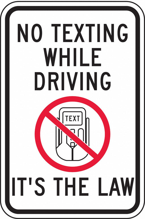 No Texting Traffic Sign 18 x 12 