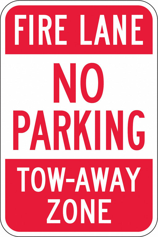 Fire Lane No Parking Sign 18 x 12 