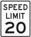 Speed Limit 20 Traffic Sign 24 x 18 