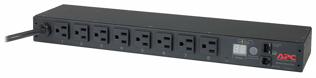 PDU 15A 8 Outlet 12 ft Black