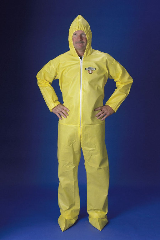 Hooded Coverall w/Attached Boot Yellow L