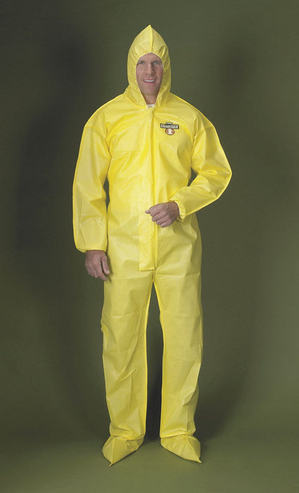 Hooded Coverall w/Boots Yellow XL