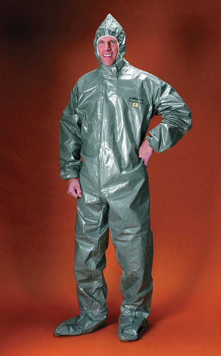 Hooded Coverall w/Attached Boot Gray 2XL