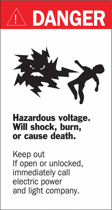 Hazardous Voltage Label 8in x 4.5in