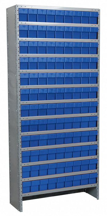 Enclosed Bin Shlvng 12x79x36in Blue