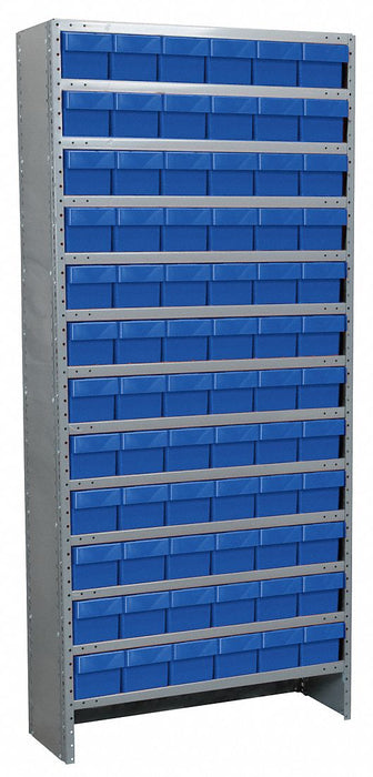 Enclosed Bin Shlvng 12x79x36in Blue