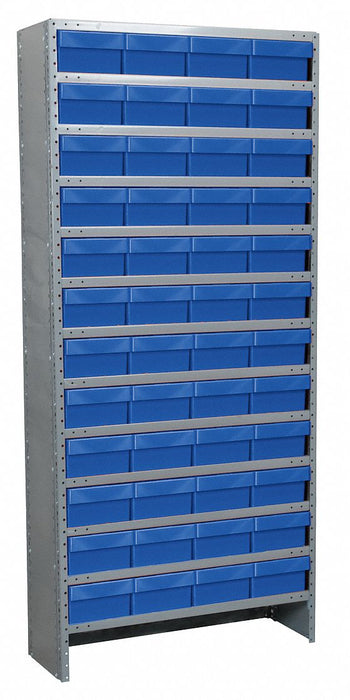Enclosed Bin Shlvng 18x79x36in Blue