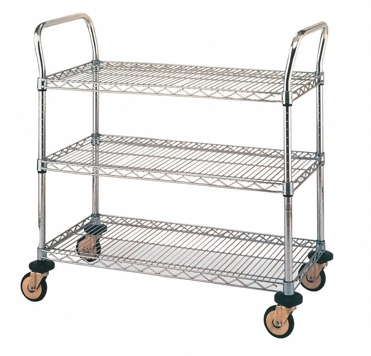 Utility Cart SS 3 Wire Shelves 24Wx36L