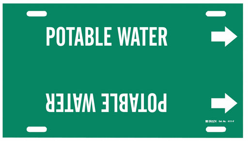Pipe Marker Potable Water 8 in H 16 in W