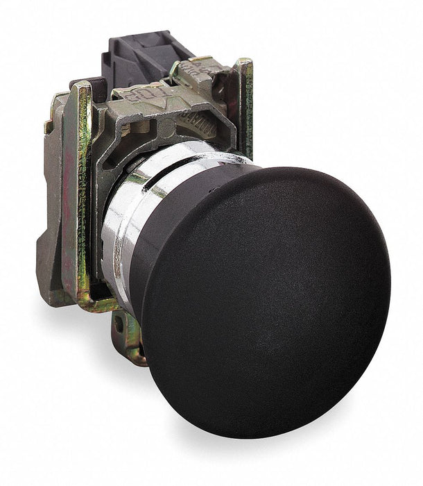 MushrmHeadPushButton NonIllum Blk 1NO