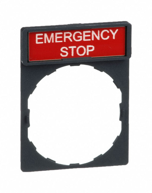 LegndPlate EmergncyStp Wht/Red Rectangle