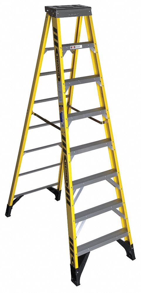 Stepladder Fiberglass 8 ft H 375 lb Cap