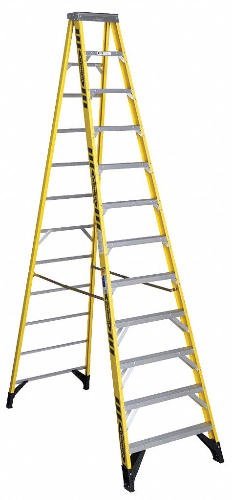 Stepladder Fiberglass 12 ft H 375 lb Cap