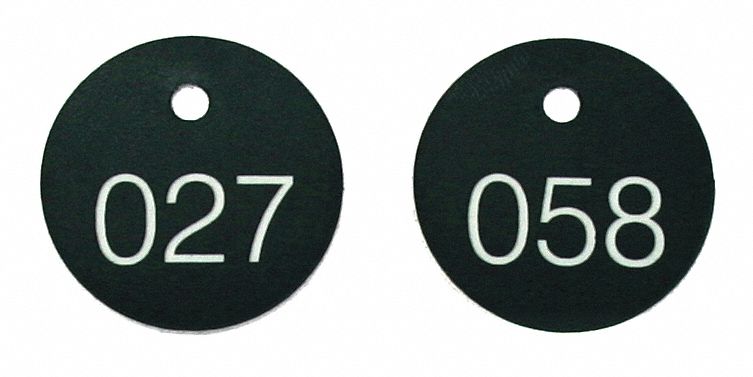 Engraved Numbered Tags Plastic PK100
