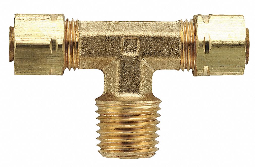 Tee Brass Comp3/8 3/8 MNPT3/8 PK10