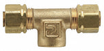Tee Brass Comp1/4 Comp1/4 FNPT1/8 PK10