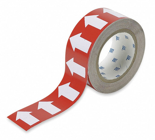 D3612 Pipe Marking Tape Red 1in W 90ft Roll L