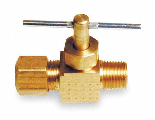 Needle Valve Straight Brass 1/8 x 1/4 In