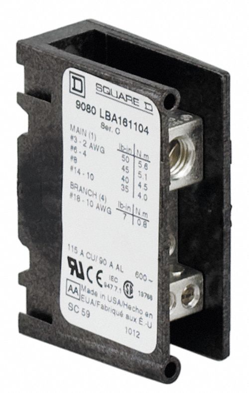 Mintr Distr Block Al/Cu 600V AC/DC