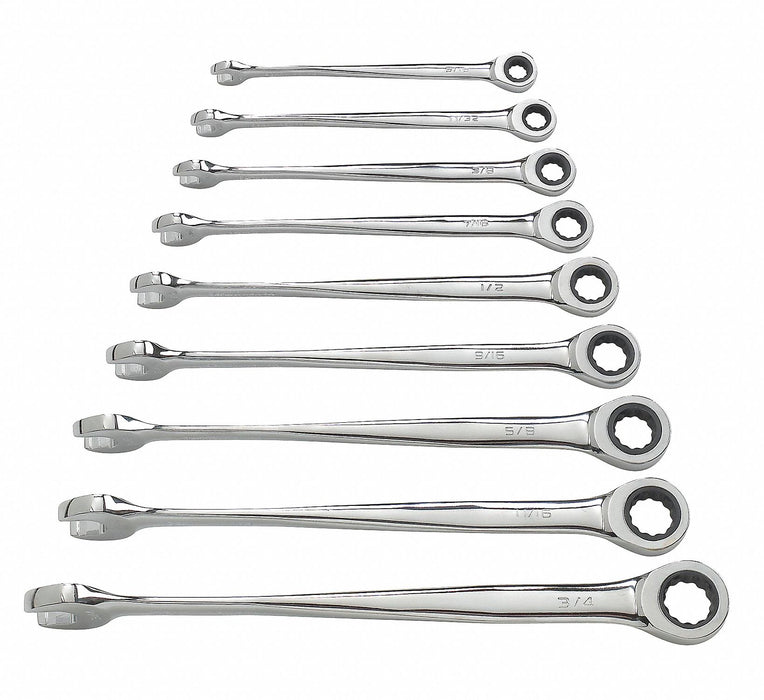 Ratcheting Wrench Set SAE 12 pt. 9pcs