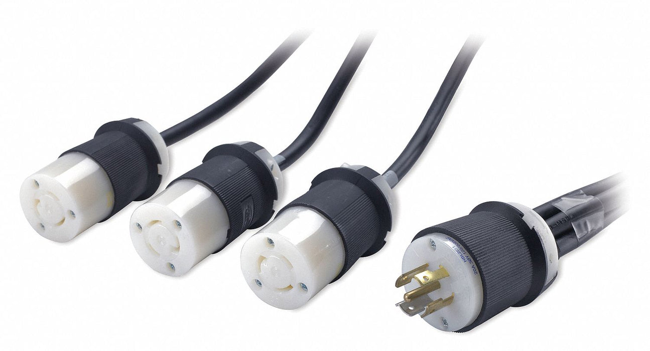 Splitter Power Cord Black 12 AWG