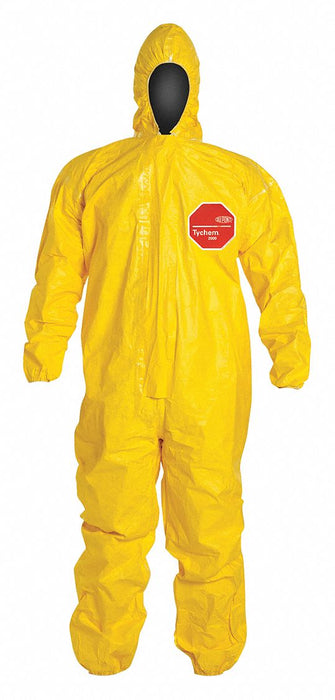 Hooded Coveralls 4XL Ylw Tychem 2000 PK4