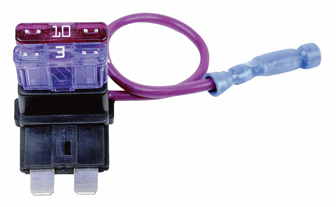 Dual Fuse Holder Black Red Plug-In