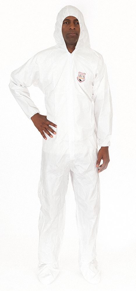 Hooded Coverall w/Boots White M PK25