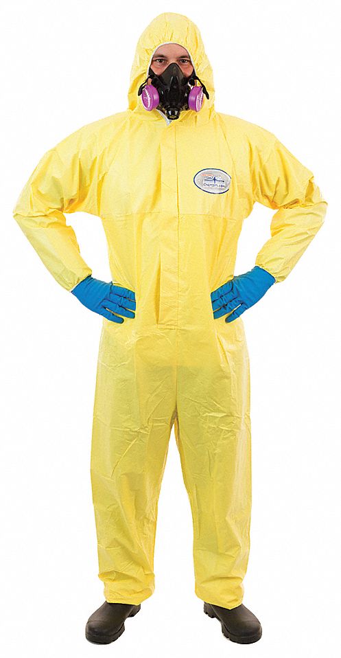 Hooded Coverall Elastic Yellow XL PK12
