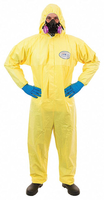 Hooded Coverall Elastic Yellow L PK12