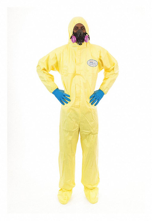 D8418 Hooded Coverall w/Boots Yellow L PK12