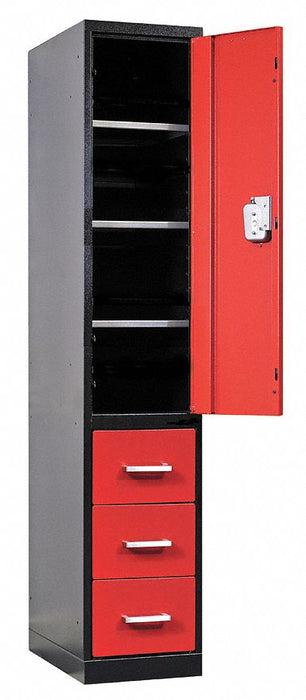 Wrdrb Lockr Solid 1 Wd 1 Tier Red/Black