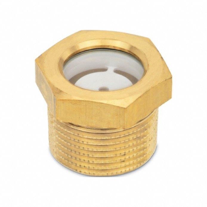 Sight Glass Brass 27 mm Hex Thick