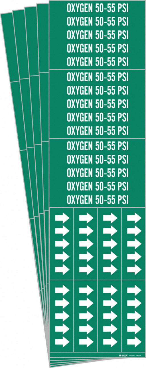 Pipe Marker White Oxygen 50-55 PSI PK5