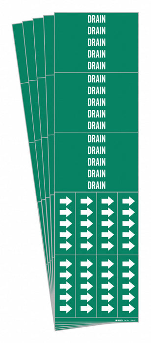 Pipe Marker Adhesive White Drain PK5