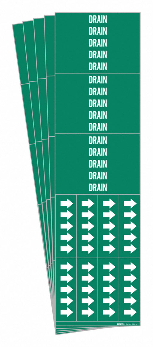 Pipe Marker Adhesive White Drain PK5