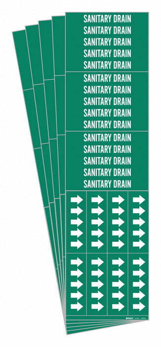Pipe Marker White Sanitary Drain PK5